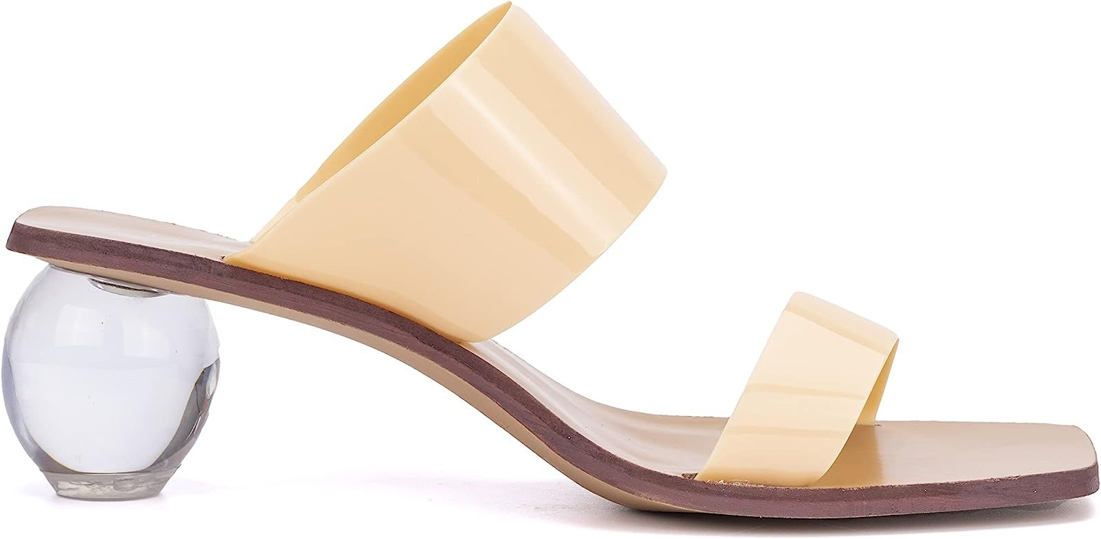 TORGEIS Women's Chantal Slip-On Slide Heeled Mule Sandals Heels, Square Toe, spherical ball heel, Th | Amazon (US)