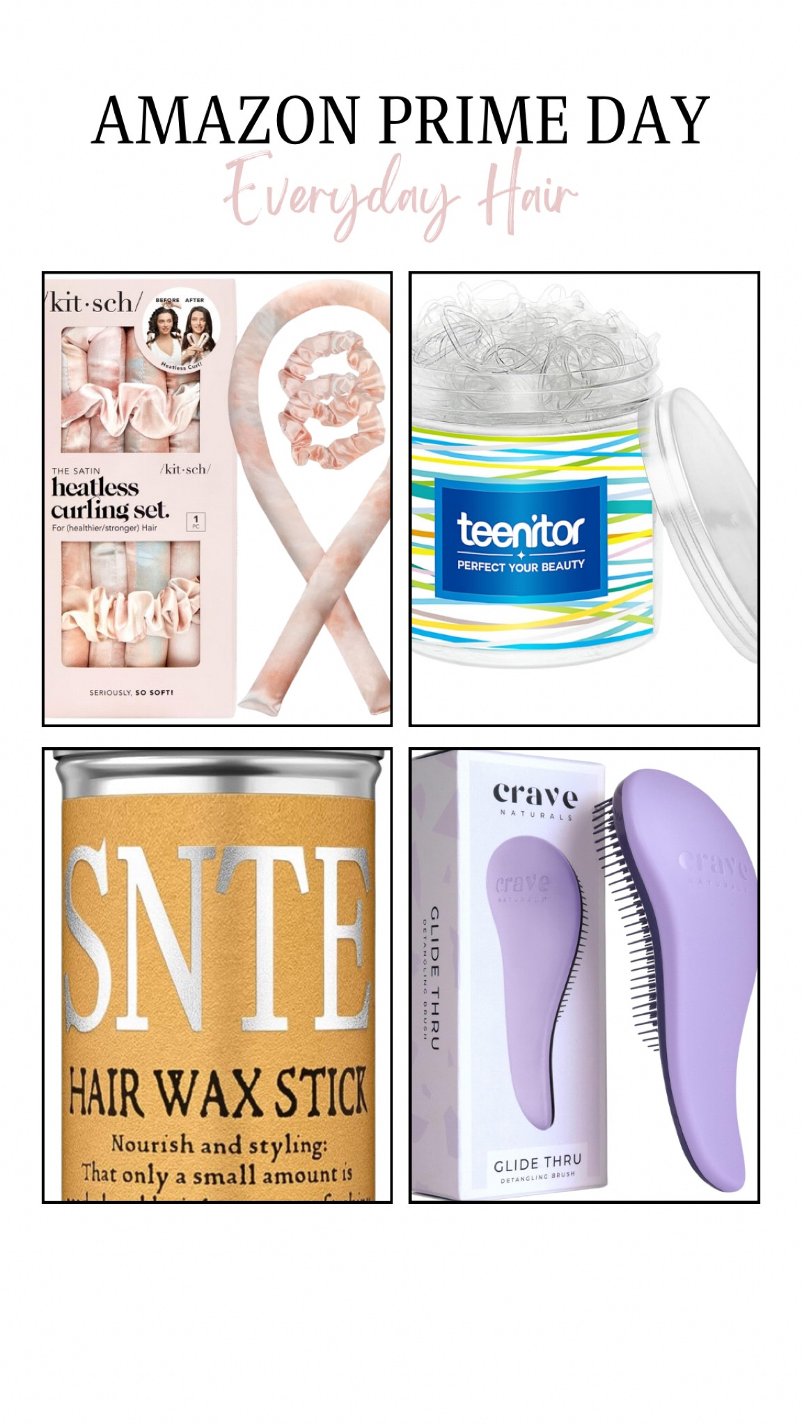 AMAZON PRIME DAY - Everyday Hair! 

Elastic hair bands, heatless curling set, hair wax stick, detangling brush 

#LTKBeauty #LTKSaleAlert #LTKStyleTip