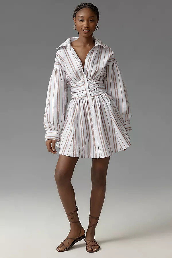 Long-Sleeve Collared A-Line Mini Dress | Anthropologie (US)