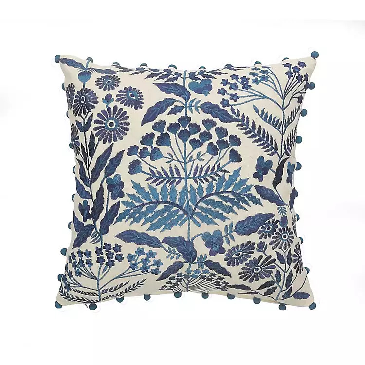 Navy and White Chinoiserie Floral Pillow | Kirkland's Home