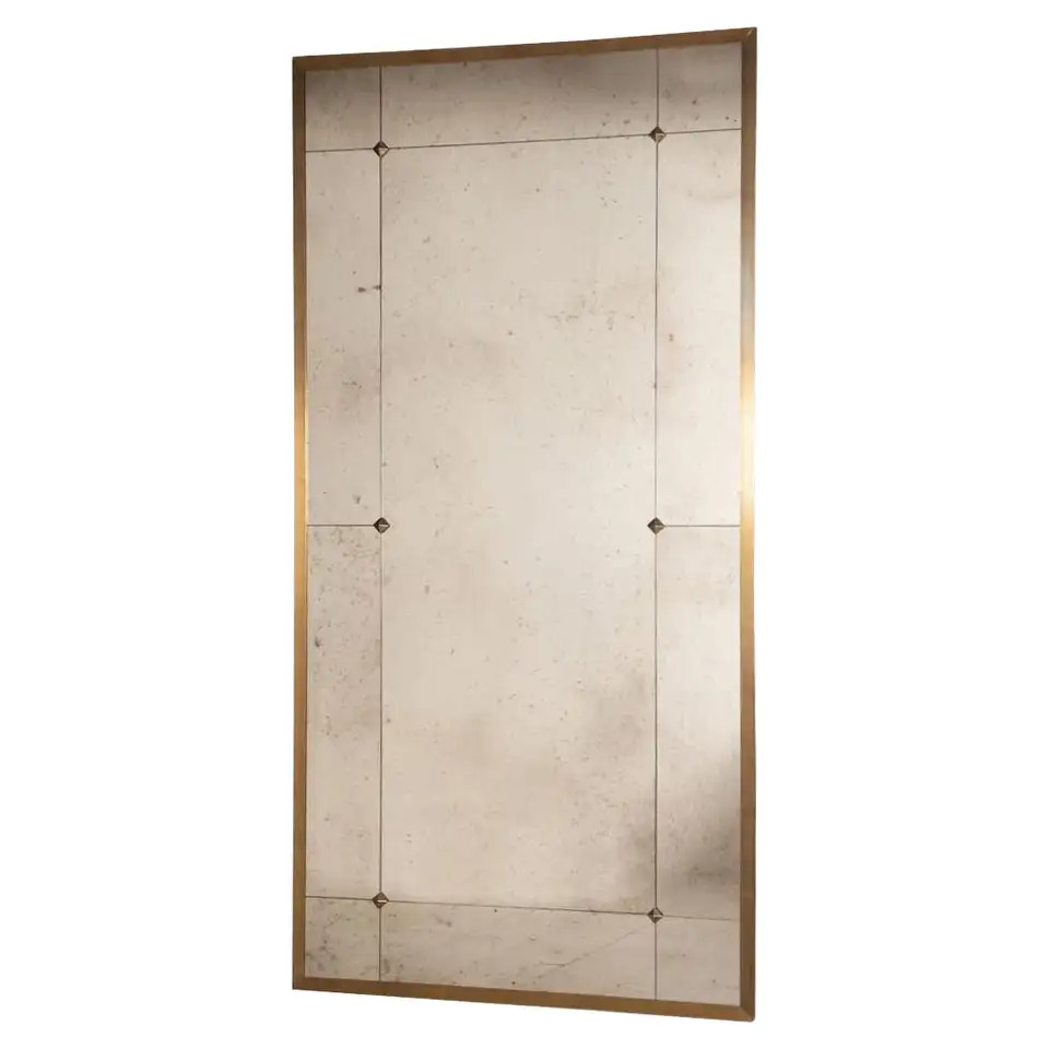 Brass Studded Antique Mirror 100 X 200 cm | 1stDibs