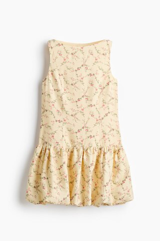 H & M - Bubble-Hem Dress - Light Yellow/Floral | H&M (US + CA)