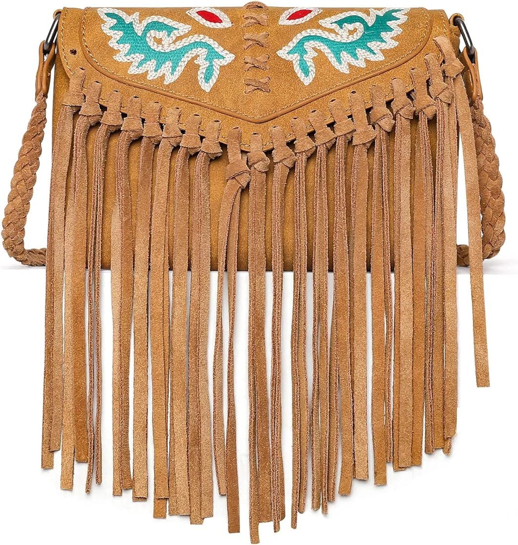 Wrangler Western Cowgirl Handbags Vegan Leather Fringe Purse for Women Embroidered Crossbody by Mont | Amazon (US)