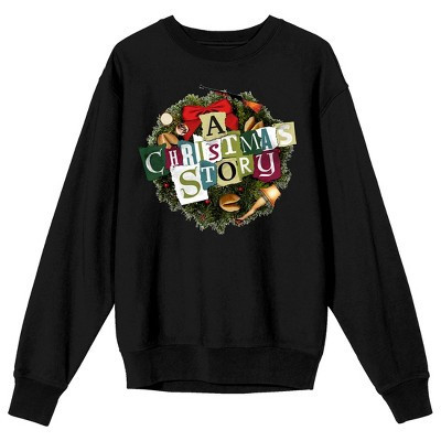 A Christmas Story Wreath Women's Black Long Sleeve Sweatshirt-XXL | Target