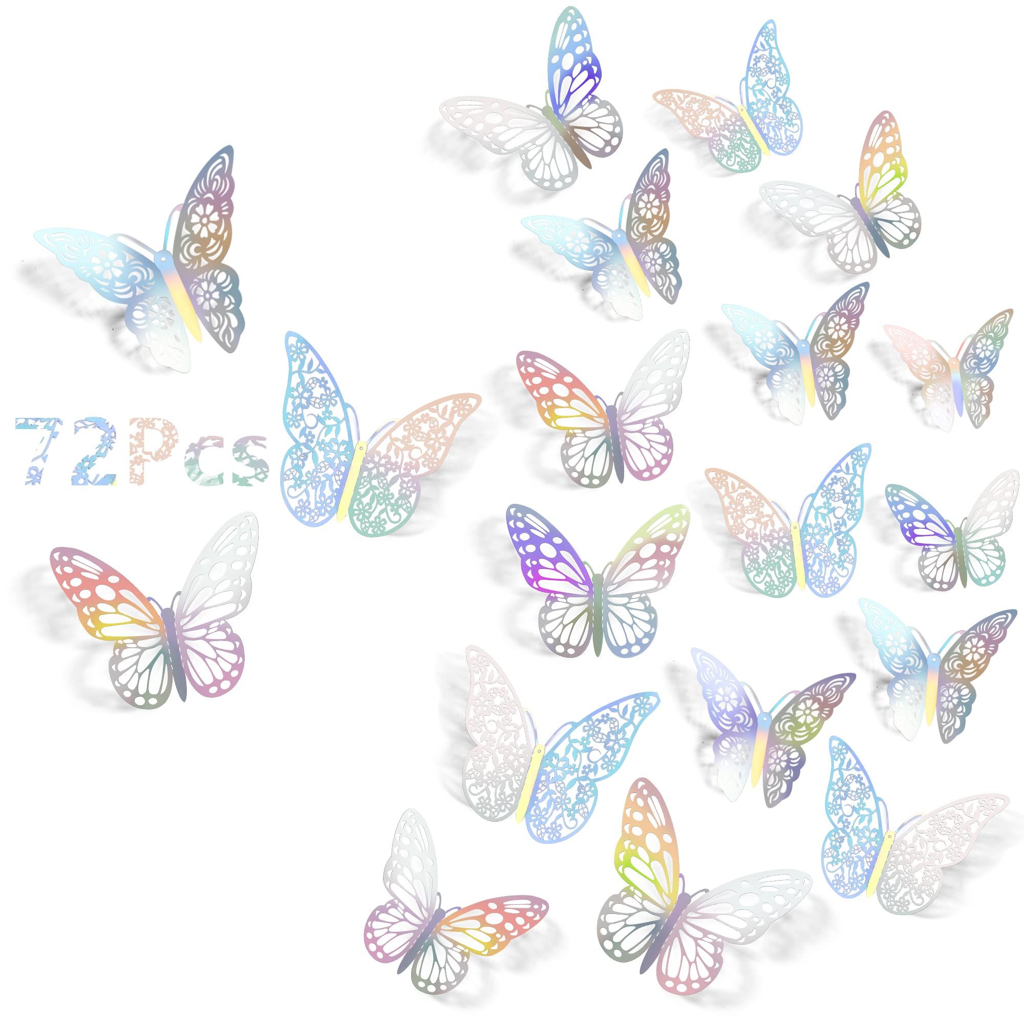 SAOROPEB 3D Butterfly Wall Decor, 72Pcs 3 Sizes 3 Styles, Removable Stickers Wall Decor Room Mura... | Amazon (US)