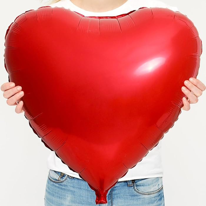 32 Inch Red Heart Balloons, 6 Pcs Heart Foil Balloons Heart Shaped Mylar Balloons for Valentines ... | Amazon (US)