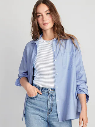 Oversized Button-Down Boyfriend Shirt | Old Navy (CA)