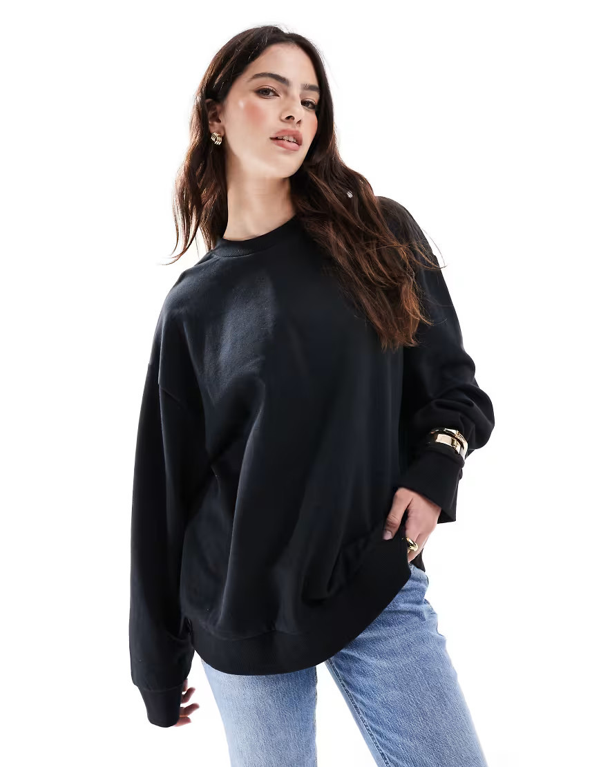 ASOS DESIGN oversized sweatshirt in black | ASOS (Global)