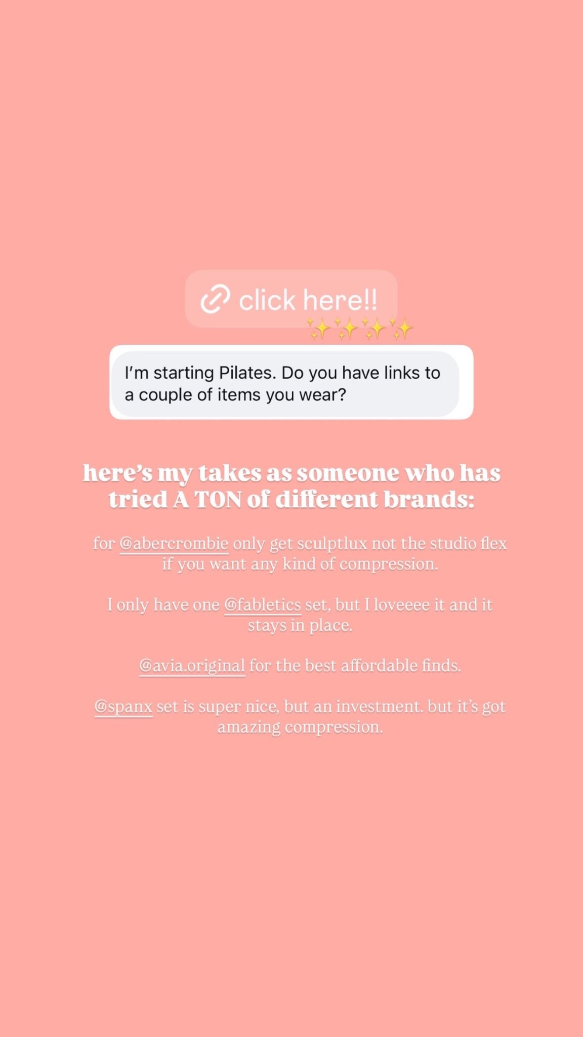 Pilates favorites as a size 16 