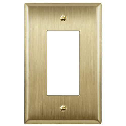 LIDER Switch, Receptacle Metal Wall Plate, Mid-Size 1-Gang, Brushed Brass | Amazon (US)
