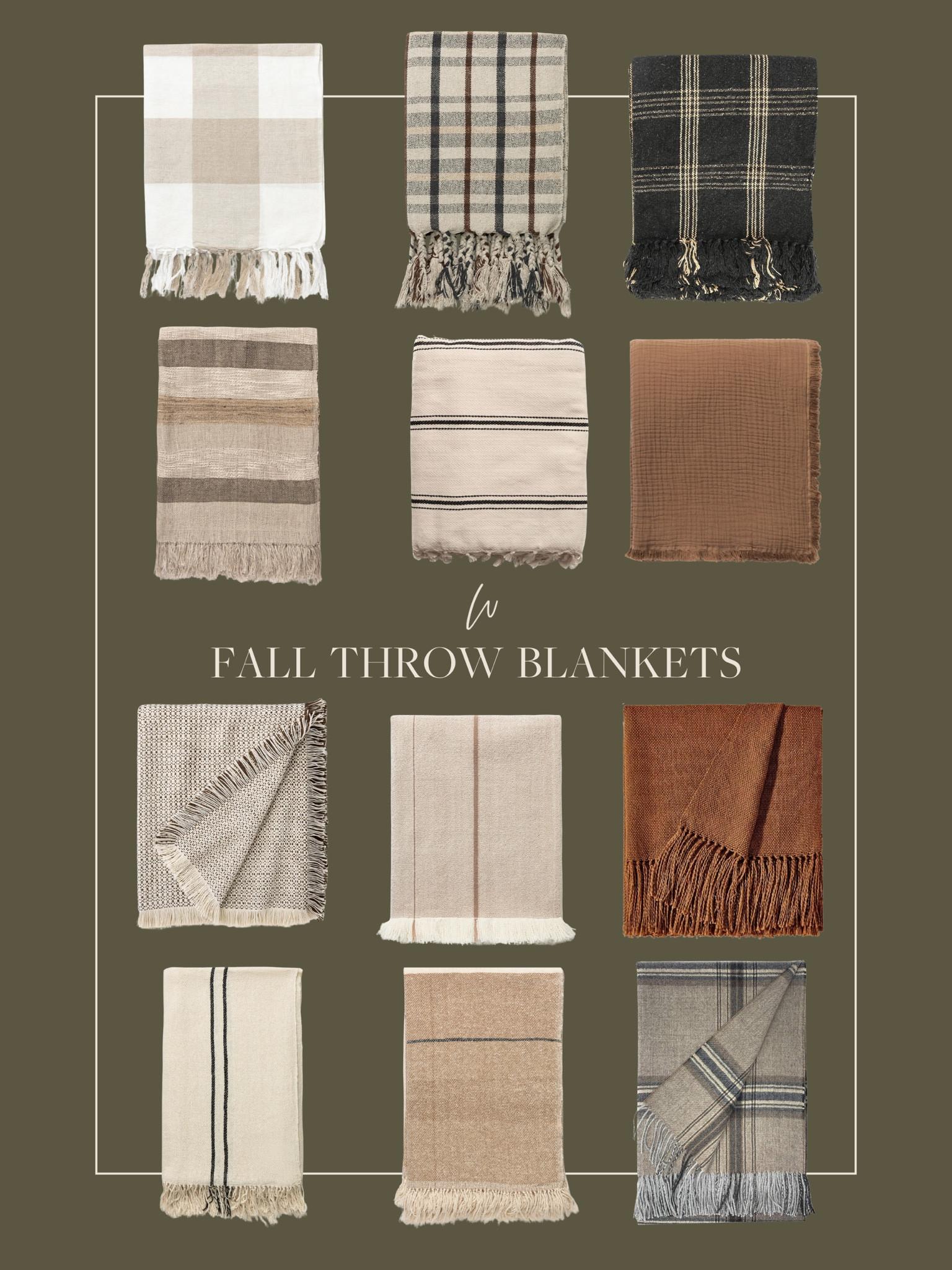 A beautiful throw is a must during the cozy fall months! I love adding ones with texture and pattern, especially stripes, plaid, or gingham, during the fall months. Ranging in price points, but all so beautiful for layering or getting cozy! 

#LTKSeasonal #LTKHome #LTKStyleTip