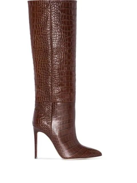 New SeasonParis Texas105mm crocodile-effect knee boots | Farfetch Global