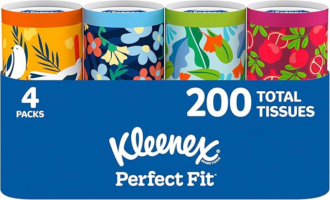 Kleenex Perfect Fit Facial Tissues, 4 Cannisters, 50 Tissues per Can, 2-Ply (200 Total), Packagin... | Amazon (US)