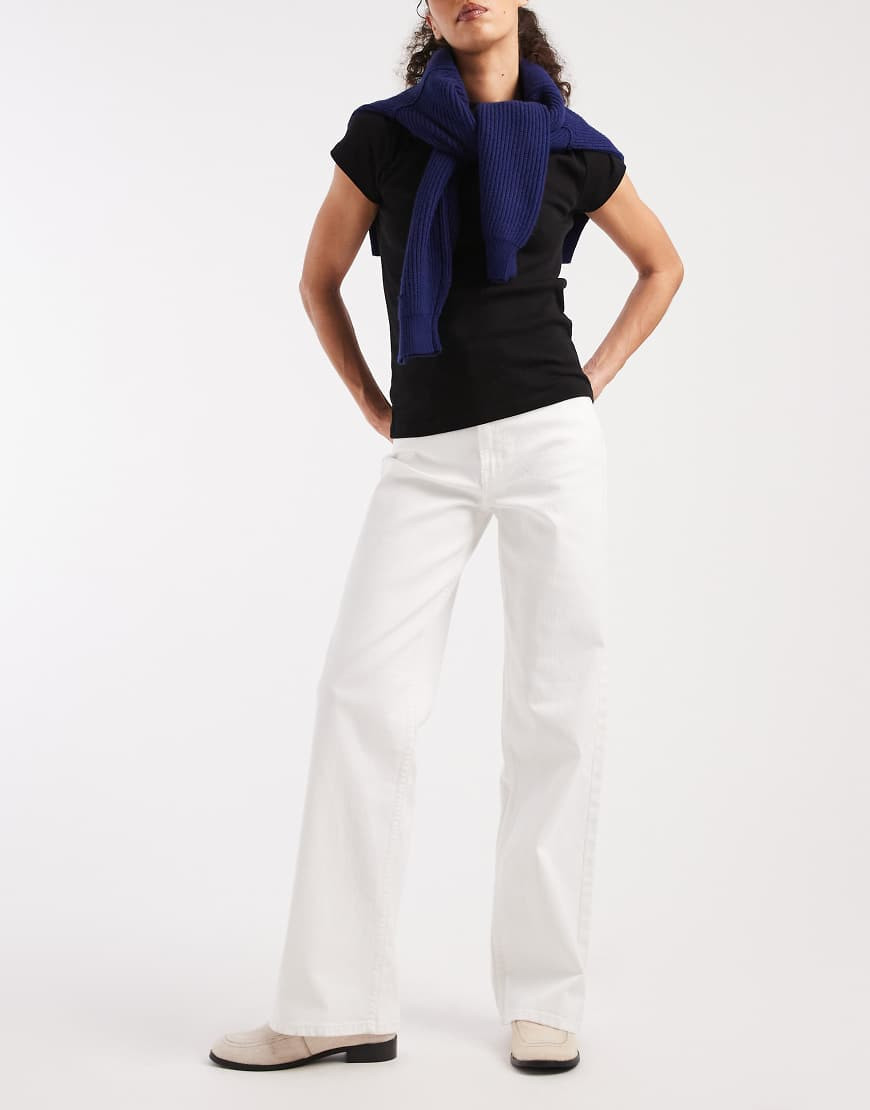 ONLY Juicy high waist wide leg jeans in white | ASOS (Global)