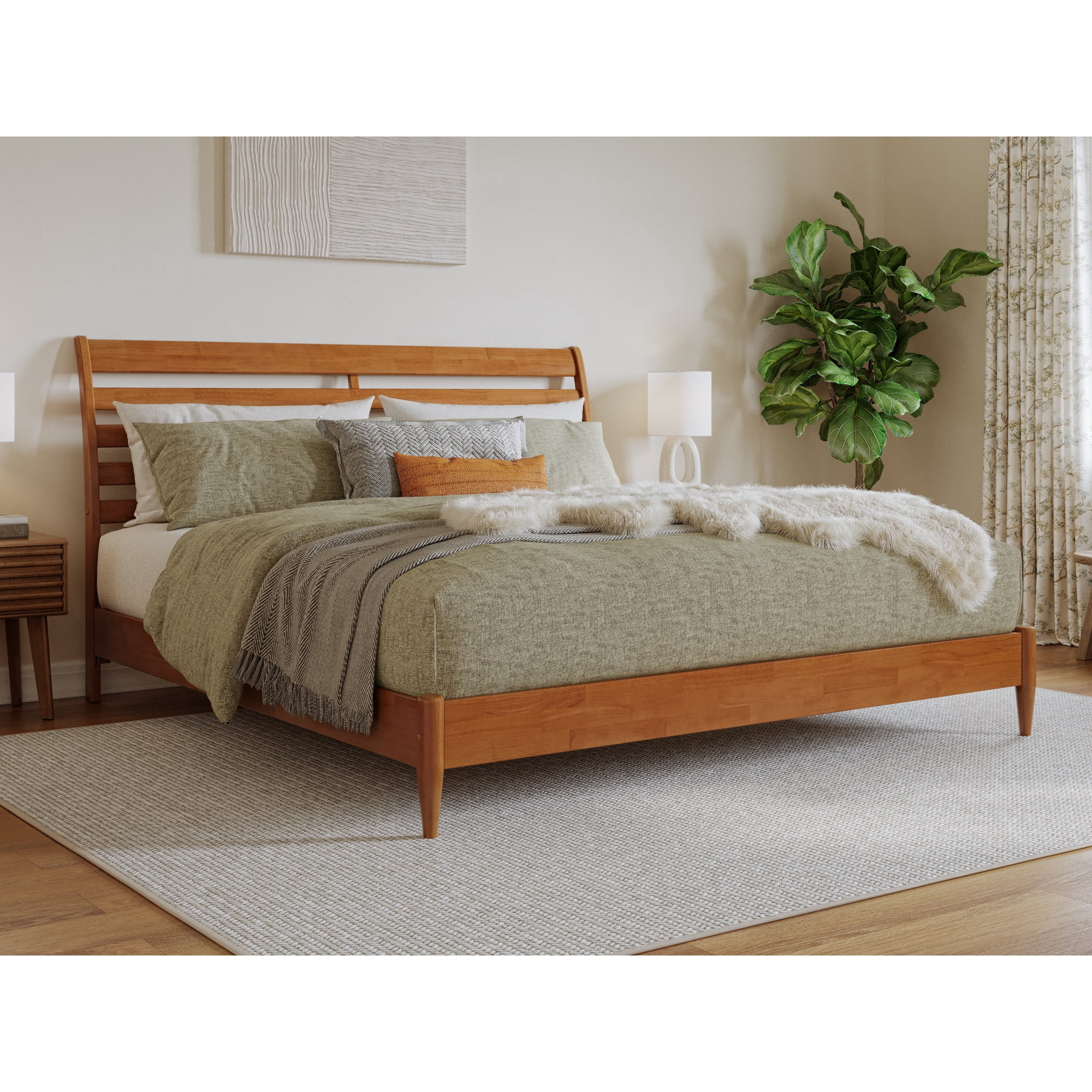 AFI Savannah King Solid Wood Low Profile Platform Bed, Light Toffee | Walmart (US)