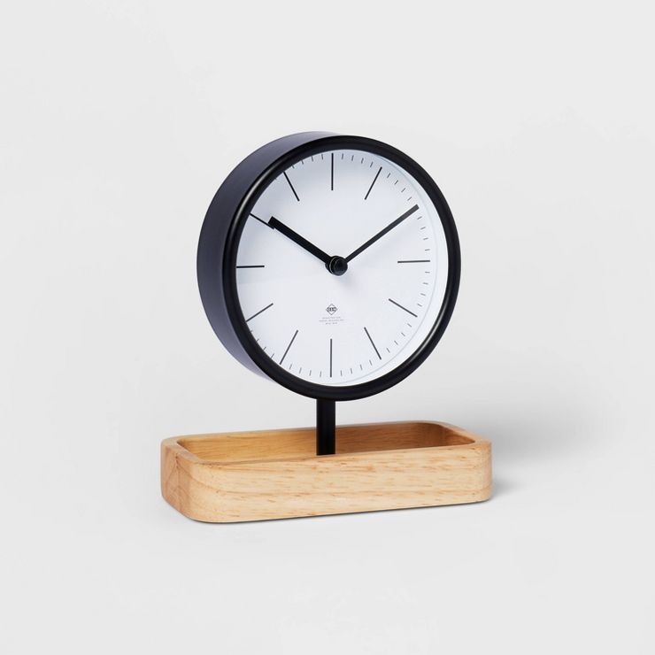 6.5" Desk Clock with Wood Tray - Threshold™ | Target