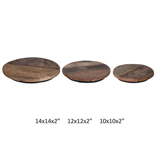 Rustic Round Wooden Platform Risers Set of 3 | Antique Farm House