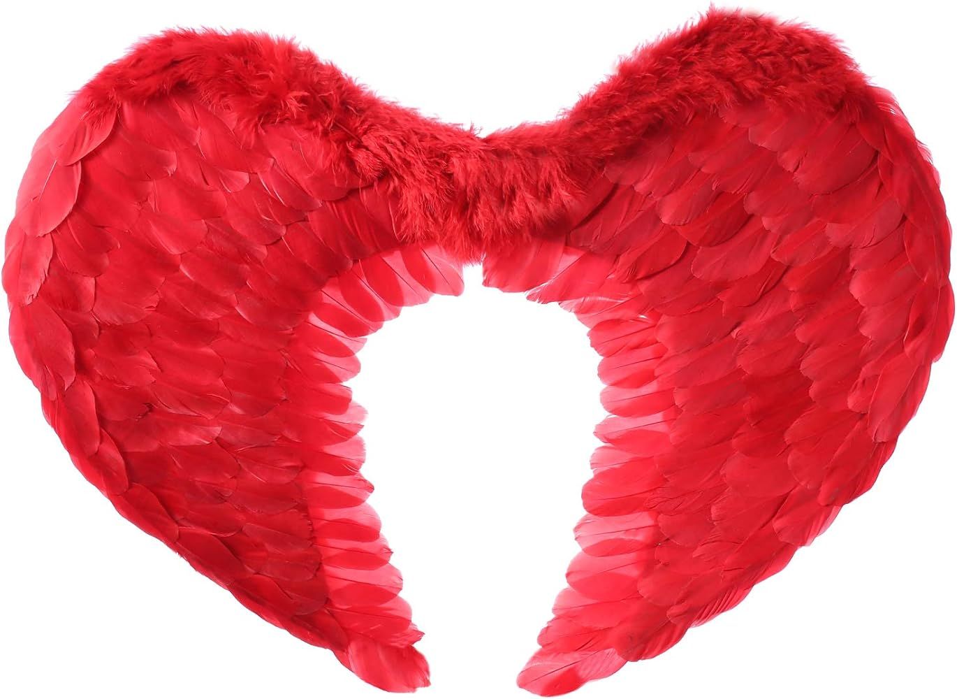 Valentines Red Cupid Wings Cosplay Feather Angel Wings, Red Angel Wings for Cosplay Party Costume... | Amazon (US)