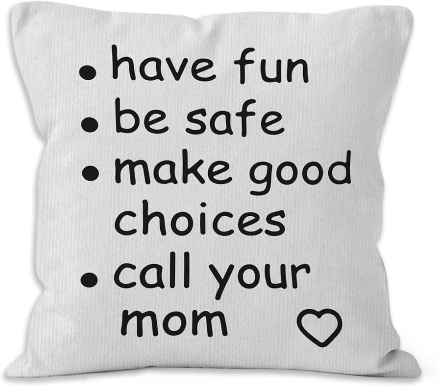 HIWX College Dorm Decor,Funny Have Fun Be Safe Make Good Choices Call Your Mom Decorative 18 x 18... | Amazon (US)