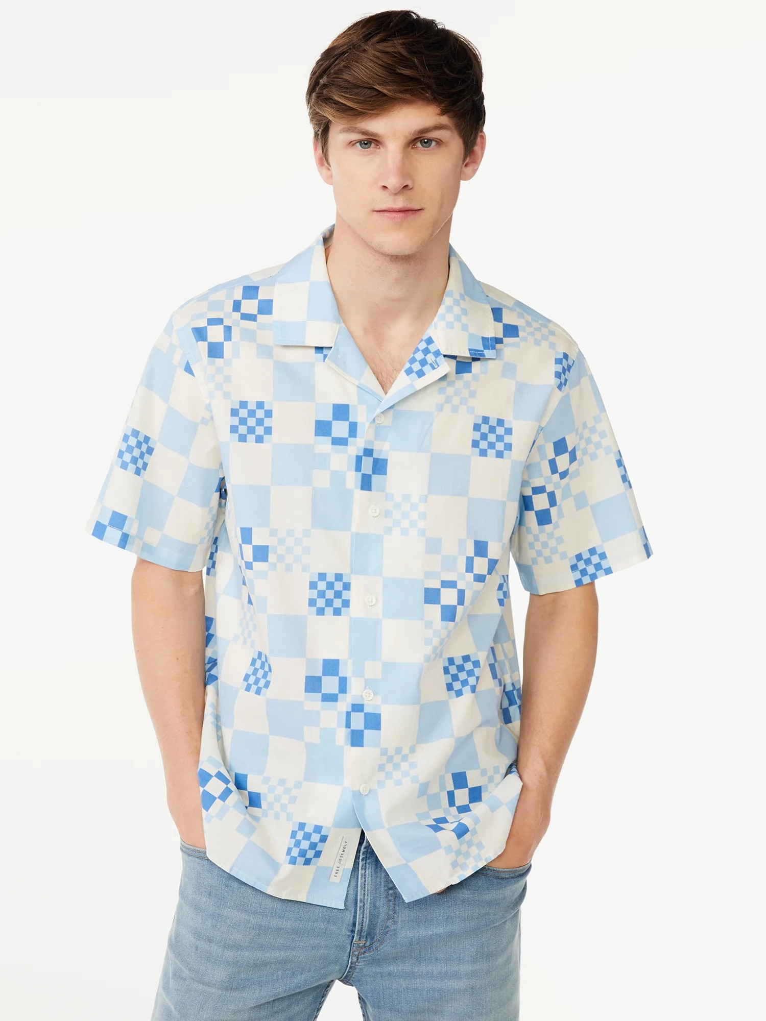 Free Assembly Men's Camp Shirt with Short Sleeves | Walmart (US)