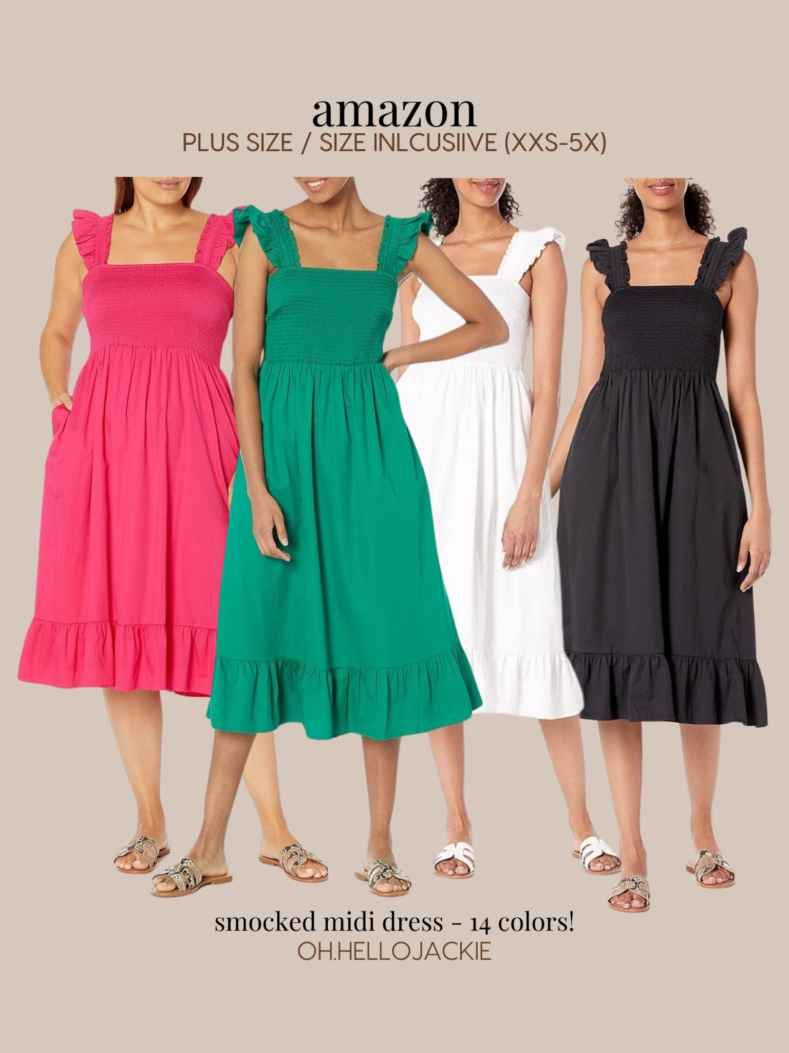 Affordable AMAZON finds! Plus size and size inclusive - XXS to 3X, 4X, 5X TRUE TO US SIZES.

Smocked midi dress is flirty and. So many options in addition to the ones shown here!

Fluttery cap sleeve midi maxi long tiered dress, bold pink, rich green, crisp white, deep black

#LTKPlusSize #LTKFindsUnder100 #LTKMidsize