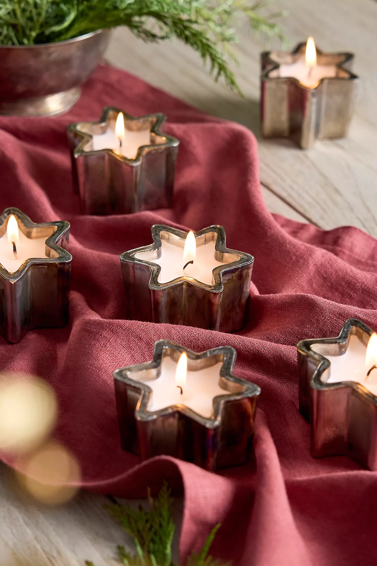 Santal + Rose Star Votive Candles, Set of 6 | Terrain