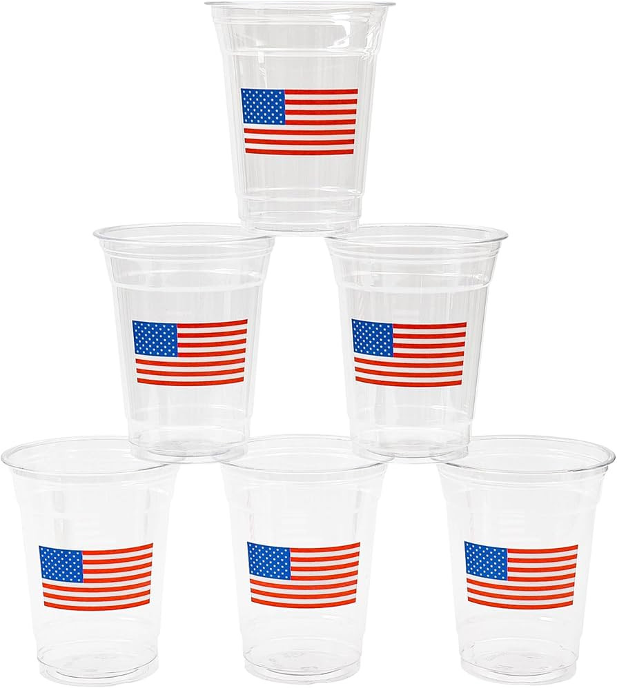 100 Pcs Patriotic Plastic Cups American Flag Party Cups Red Blue White Star Stripe Disposable Cup... | Amazon (US)