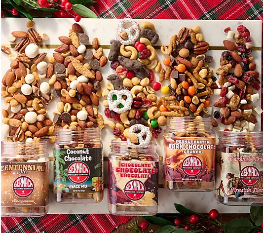 Make Your Selection: Germack (5) Jar Set Holiday Mini Nut Mixes Assortment | QVC