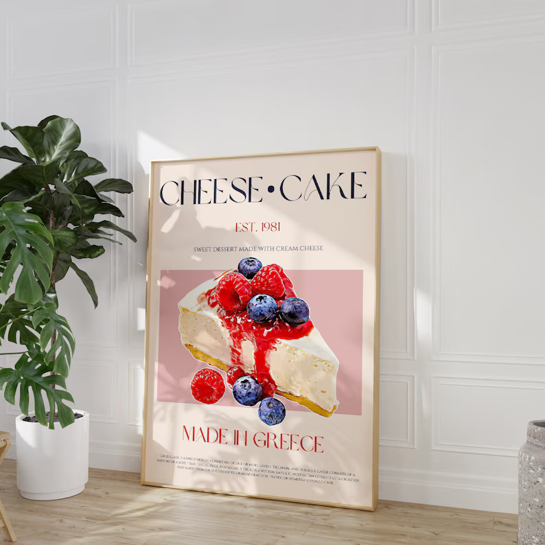 Cheesecake Print, Mid Century Print, Food Wall Art, Digital Download, Printable Art, Exhibition P... | Etsy (US)