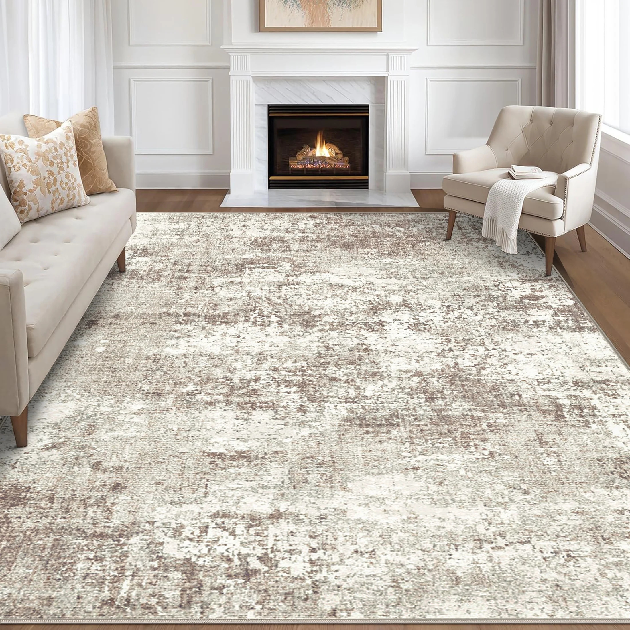 BERTHMEER 5'x7' Modern Abstract Area Rugs Beige Rugs for Living Room Bedroom Dining Room Office F... | Walmart (US)