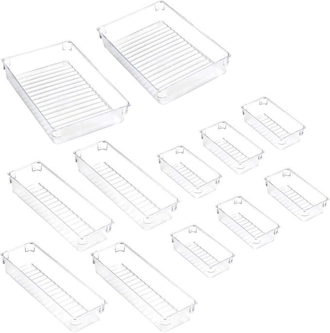 TESION 12 Pcs Desk Drawer Organizer Trays Set 3-Size Bathroom Drawer Tray Dividers Versatile Stor... | Amazon (CA)