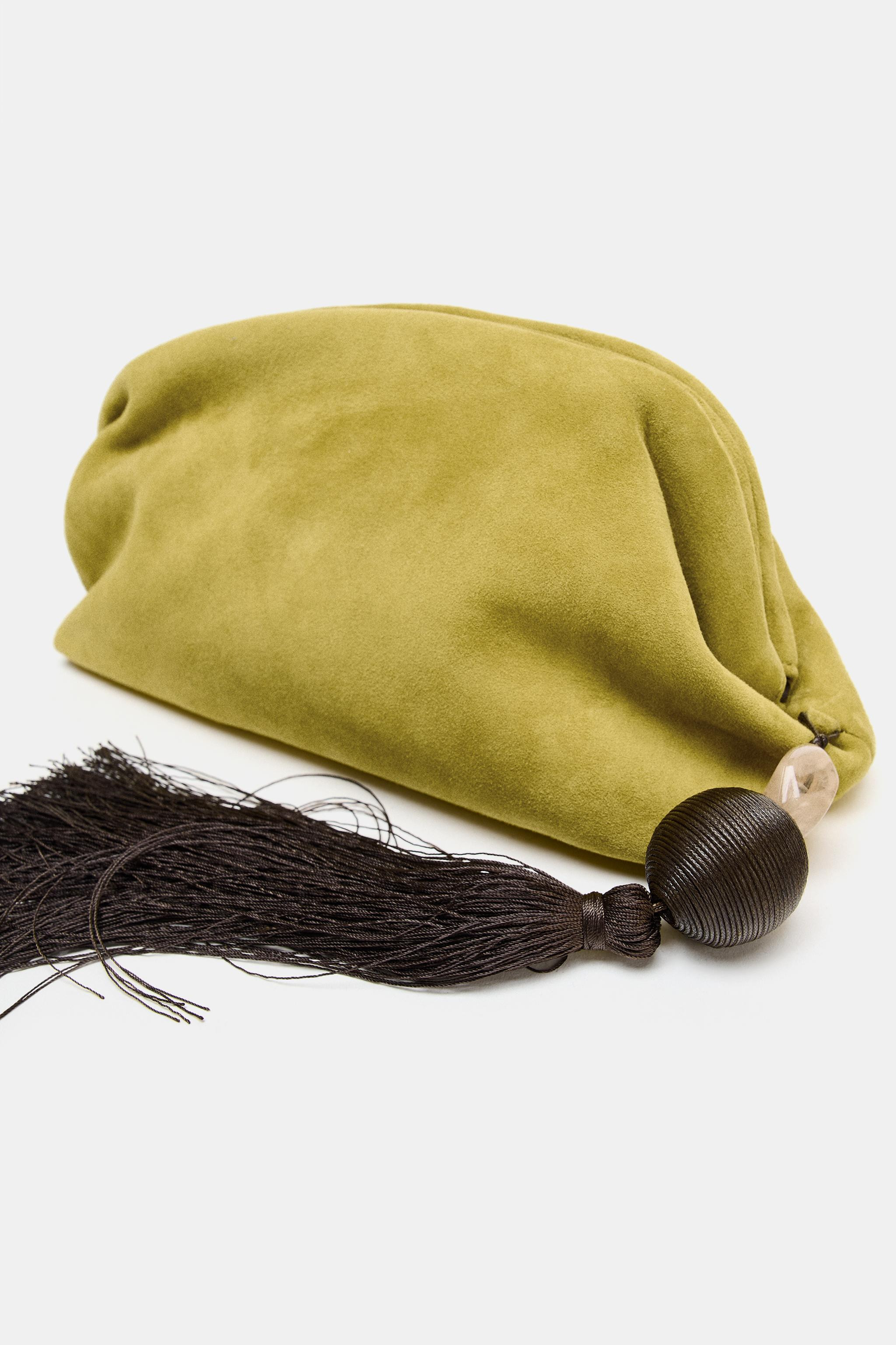 LEATHER CLUTCH WITH TASSEL | Zara US