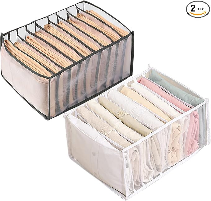 KesaPlan 2Pcs Wardrobe Clothes Organizer, 9Grids Visible Foldable Closet Organizers, Compartment ... | Amazon (US)