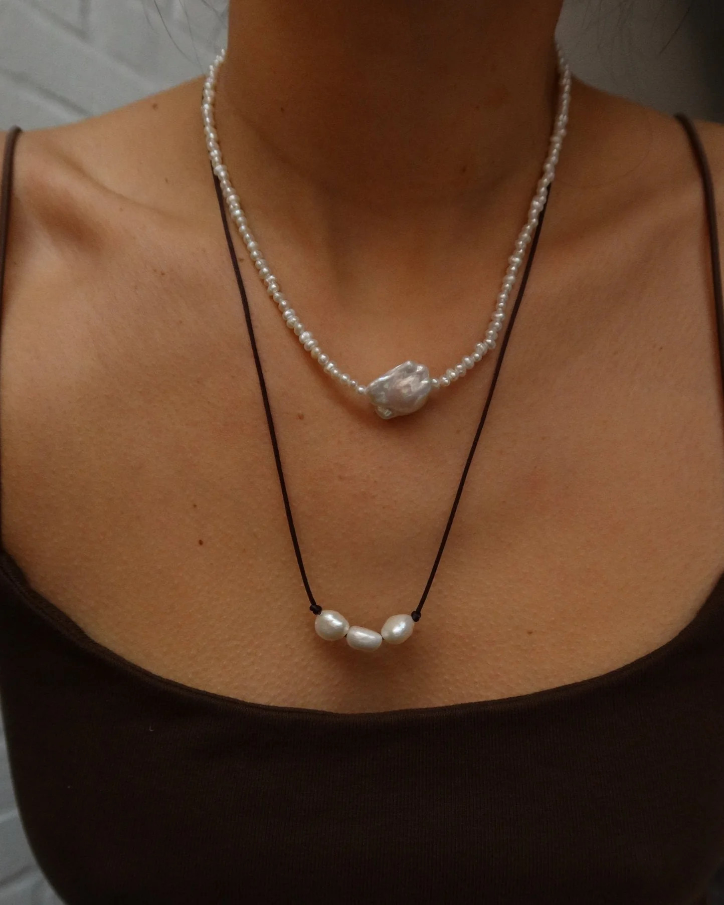 Tai Freshwater Pearl Trio on Silk Cord | Cupcakes and Cashmere LLC
