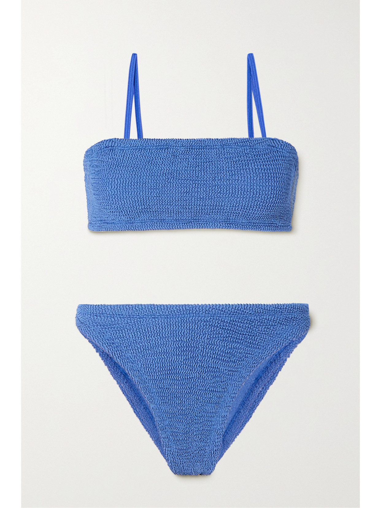 Hunza G - + Net Sustain Gigi Seersucker Bikini - Blue | NET-A-PORTER (US)