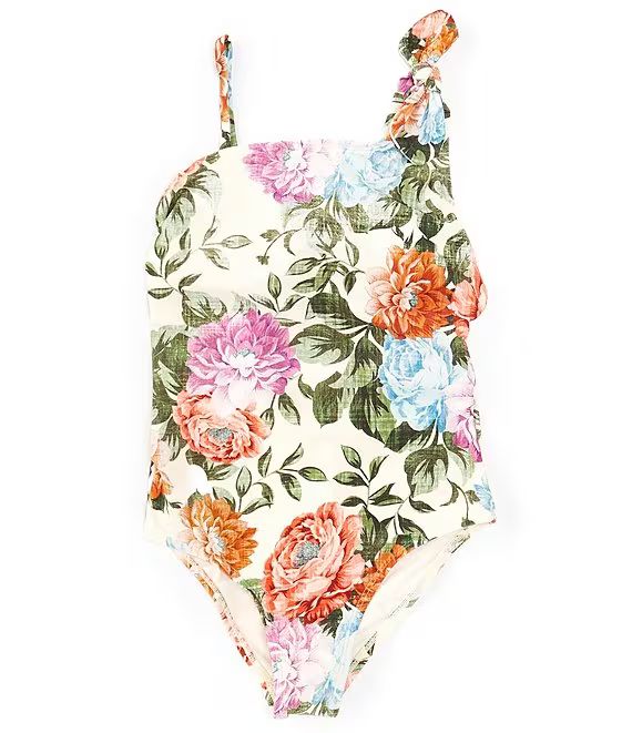 Big Girls 7-16 Bow One Shoulder One-Piece Floral Swimsuit | Dillard's