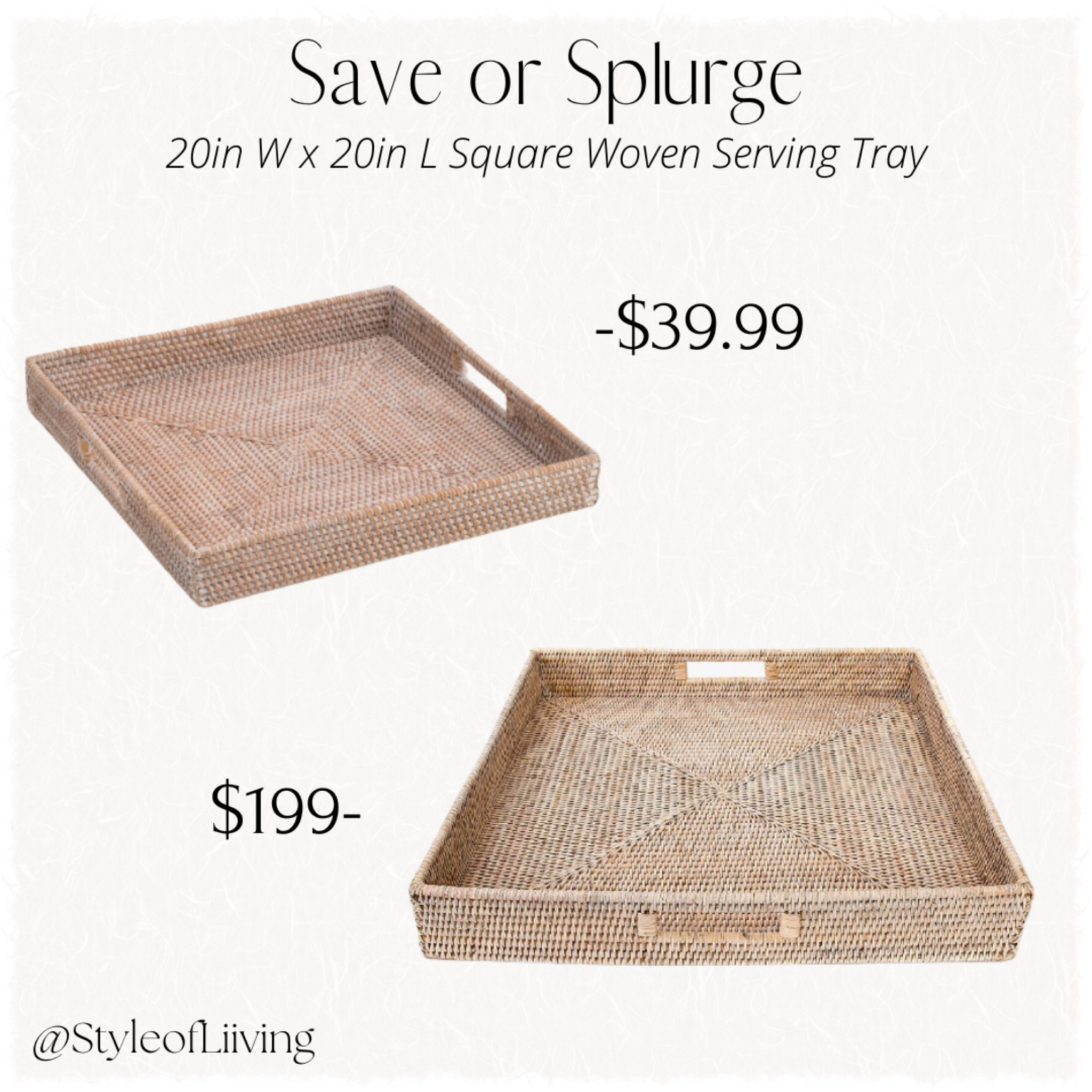 Save or splurge! Square woven serving trays with cut out handles. Great for storage. Rattan artisan crafted.

#LTKhome #LTKsalealert #LTKGiftGuide