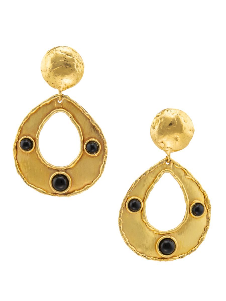 Thalita 22K Gold-Plated & Onyx Drop Earrings | Saks Fifth Avenue