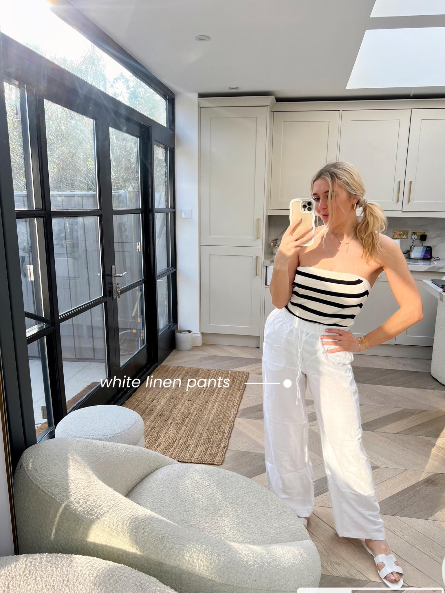 Linen pants - white linen pants - white linen trousers - white pants - white trousers - h&m trousers - h&m pants - stripe dress - body con dress - striped top - striped bandeau - h&m new in - Hermes oran - Hermes sandals - white sandals - summer outfit - summer clothes - spring outfit 

#LTKunder50 #LTKtravel #LTKshoecrush