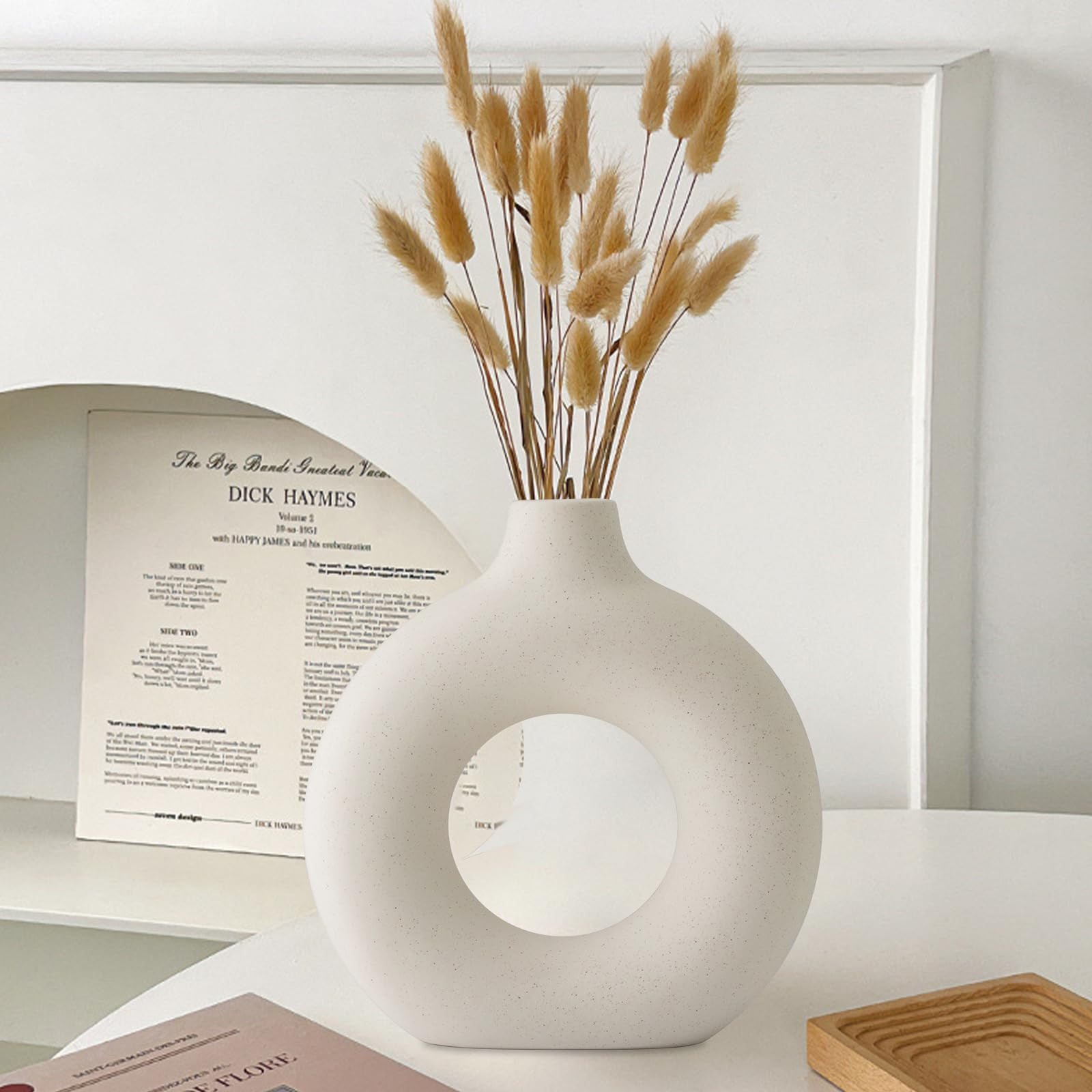 Vase, Round Flower Vase for Pampas Grass Donut White Vase Decor, Nordic Modern Minimalist Decorat... | Amazon (CA)