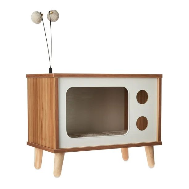 Vibrant Life Purr-View Retro TV Cat Condo with Jute Scratching Pad & Washable Mat | Walmart (US)