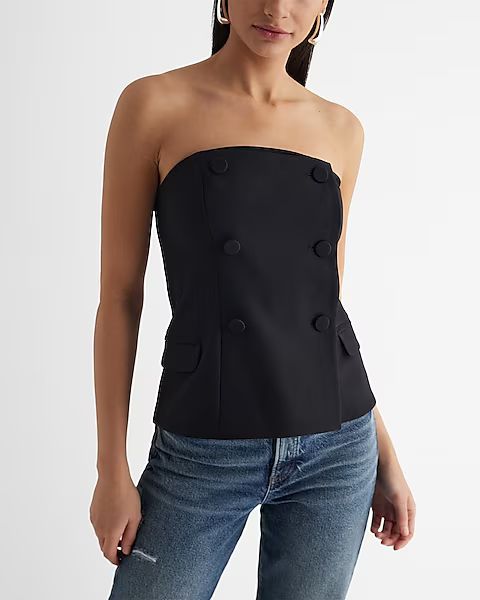 Strapless Faux Double Breasted Tube Top | Express
