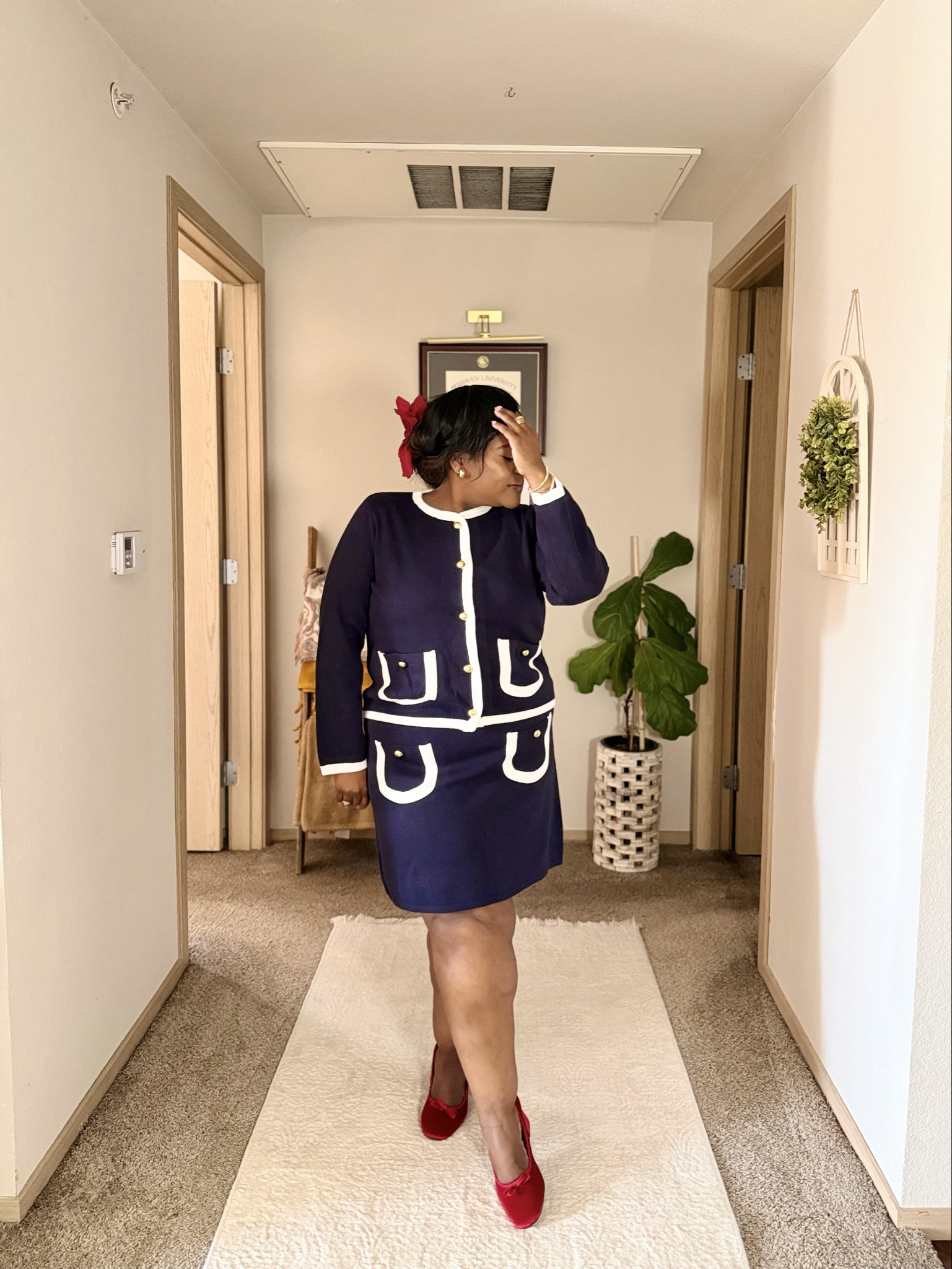 It’s giving Olivia Popes 🍷 love this set from Walmart! Wearing a large in sweater cardigan and xl in skirt. 

#LTKootd #LTKWorkwear #LTKMidsize