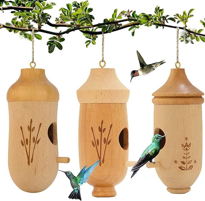 OROGHT Hummingbird House - Natural Wooden Hummingbird Nesting Houses for Gardening Gifts Home Dec... | Amazon (US)