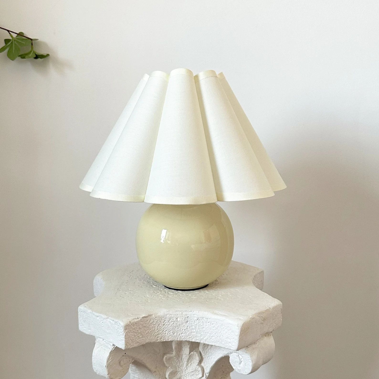 Handmade Ceramic Small Pleated Table Lamp, 110-240V Fabric Shade for Bedroom Living Room Kitchen ... | Etsy (US)