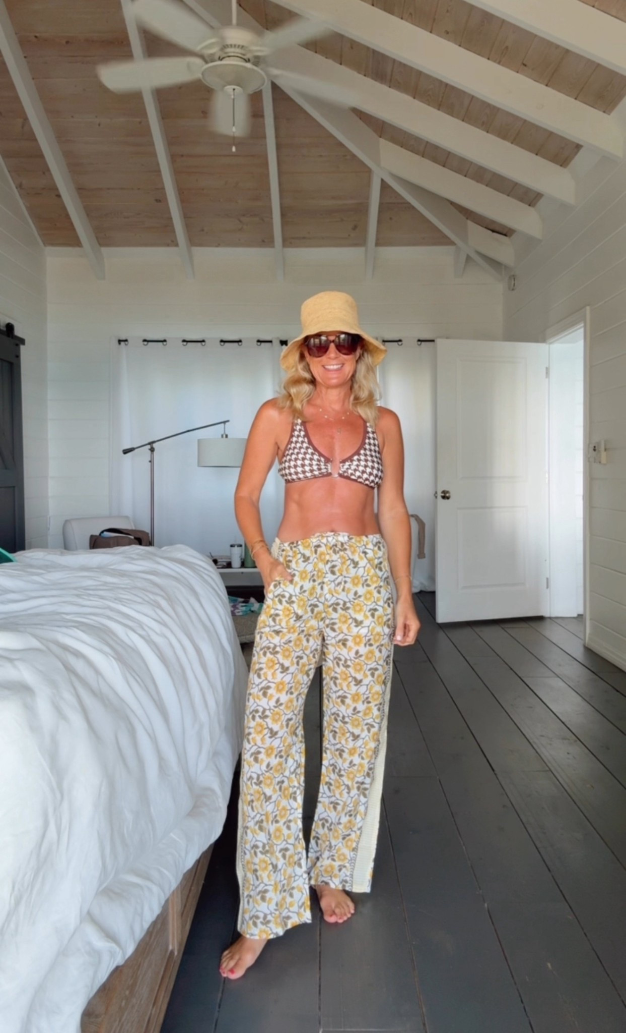 Boat day ⚓️ This cute swim has reversible bottoms for a full houndstooth print or solid brown. I’m in a small swim & xs pants  

#LTKSwim #LTKSaleAlert #LTKOver40