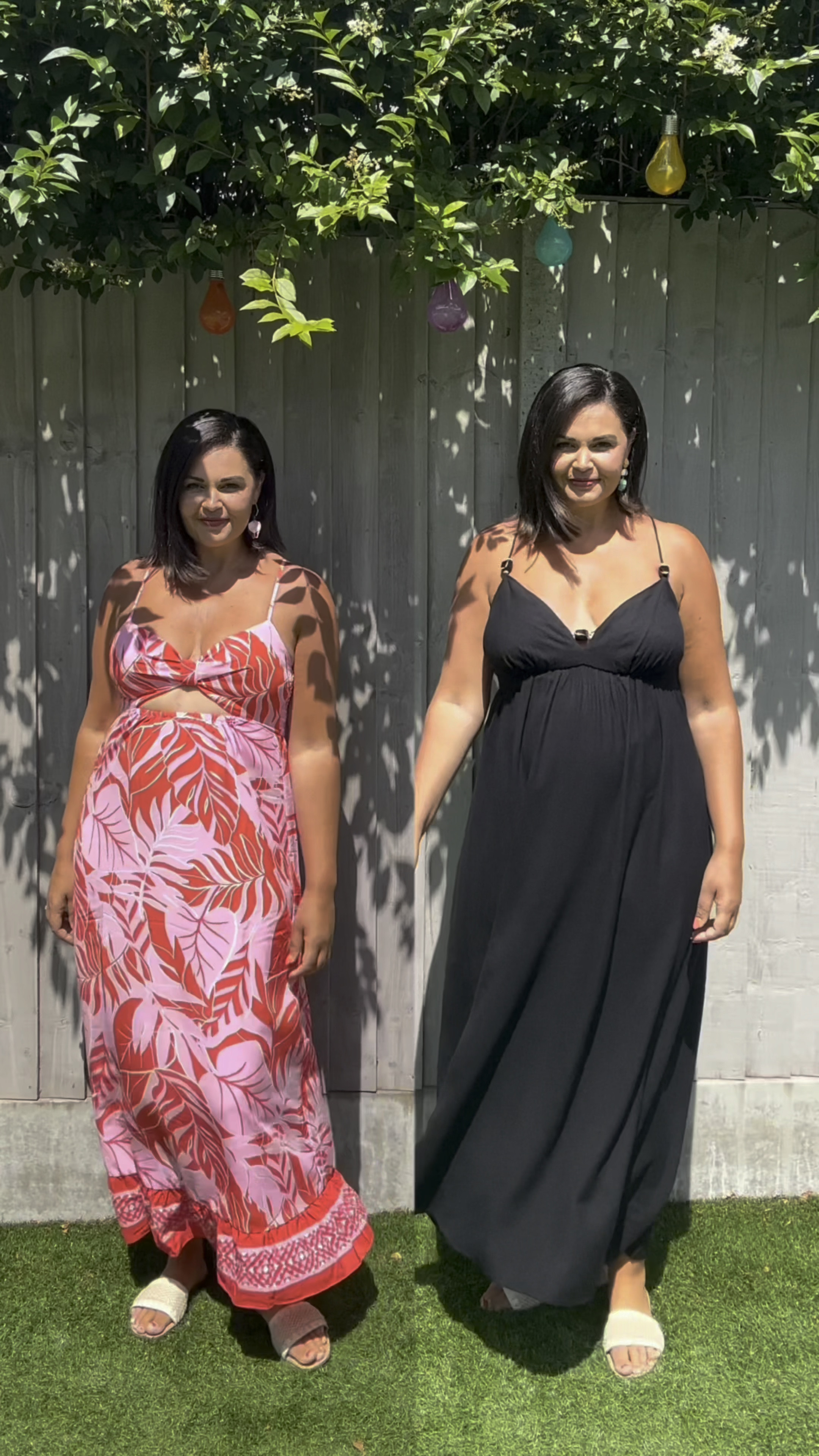 2 types of girls in the summer, are you drawn to the bright or the dark? Or both? I love both! 

I love a bright tropical print in the summer like this one, with a shirted back for comfort.  But the black is very classy and love the stone embellishments on the straps!  Two dresses Perfect for us midsize girls.

#LTKmidsize #LTKuk #LTKsummer