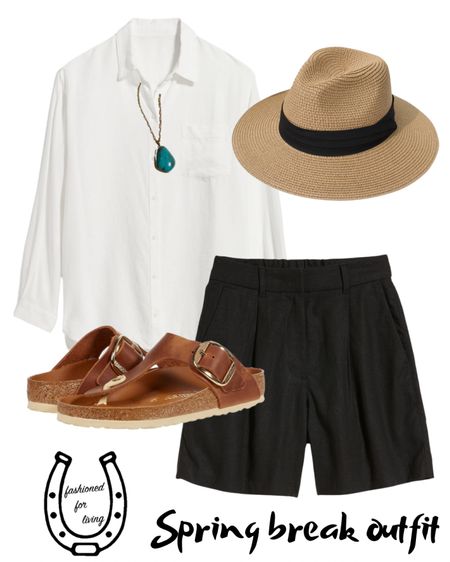 Spring break outfit. Vacation outfit.

Line shorts - small (run a little big/sized down)

Spring break style. Classic style. Classic outfit. Beach dinner outfit. Line shorts. Easy beach outfit. Old
Navy finds. Birkenstock outfits. Beach vacation outfits. 

#LTKunder50 #LTKsalealert #LTKtravel