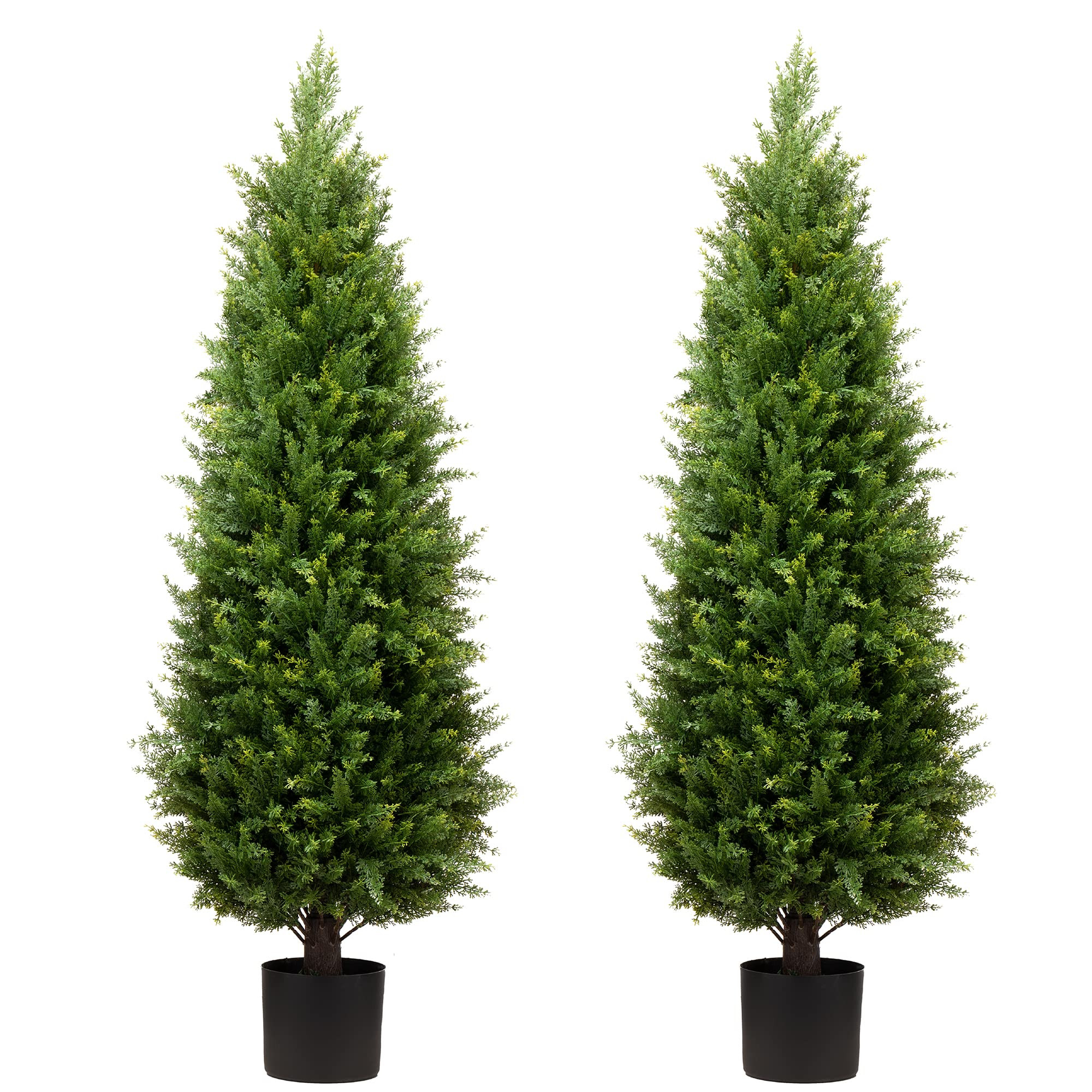 4ft Artificial Cedar Trees Artificial Topiary Trees Set of 2 Faux Cypress Plants UV Resistant Pot... | Amazon (US)