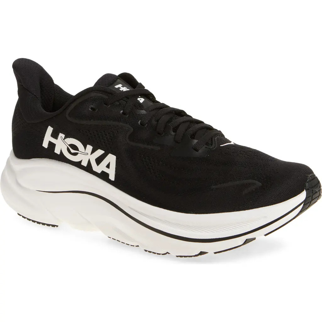HOKA Clifton 10 Running Shoe in Black /White at Nordstrom, Size 12 | Nordstrom